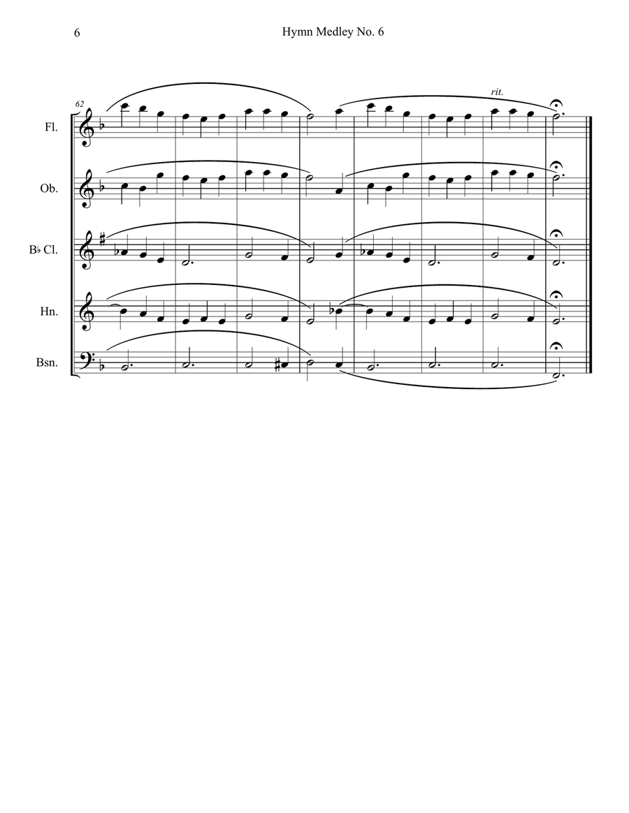 Hymn Medley No. 6 (Woodwind Quintet) Woodwind Quintet scores gallery preview page 6
