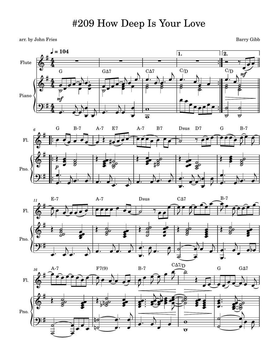 How Deep Is Your Love How Deep Is Your Love Flute Solo scores gallery preview page 1