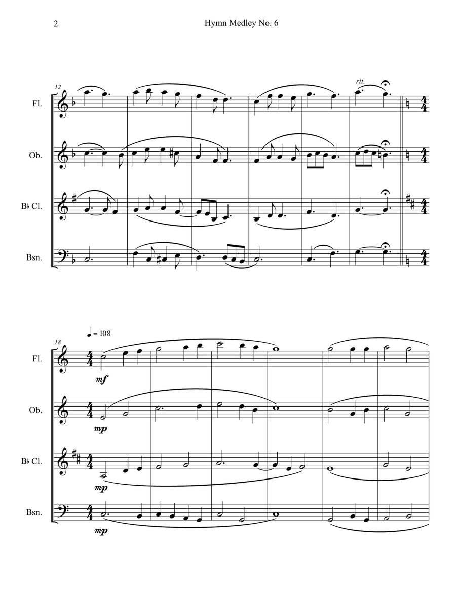 Hymn Medley No. 6 (Woodwind Quartet) Woodwind Quartet scores gallery preview page 2