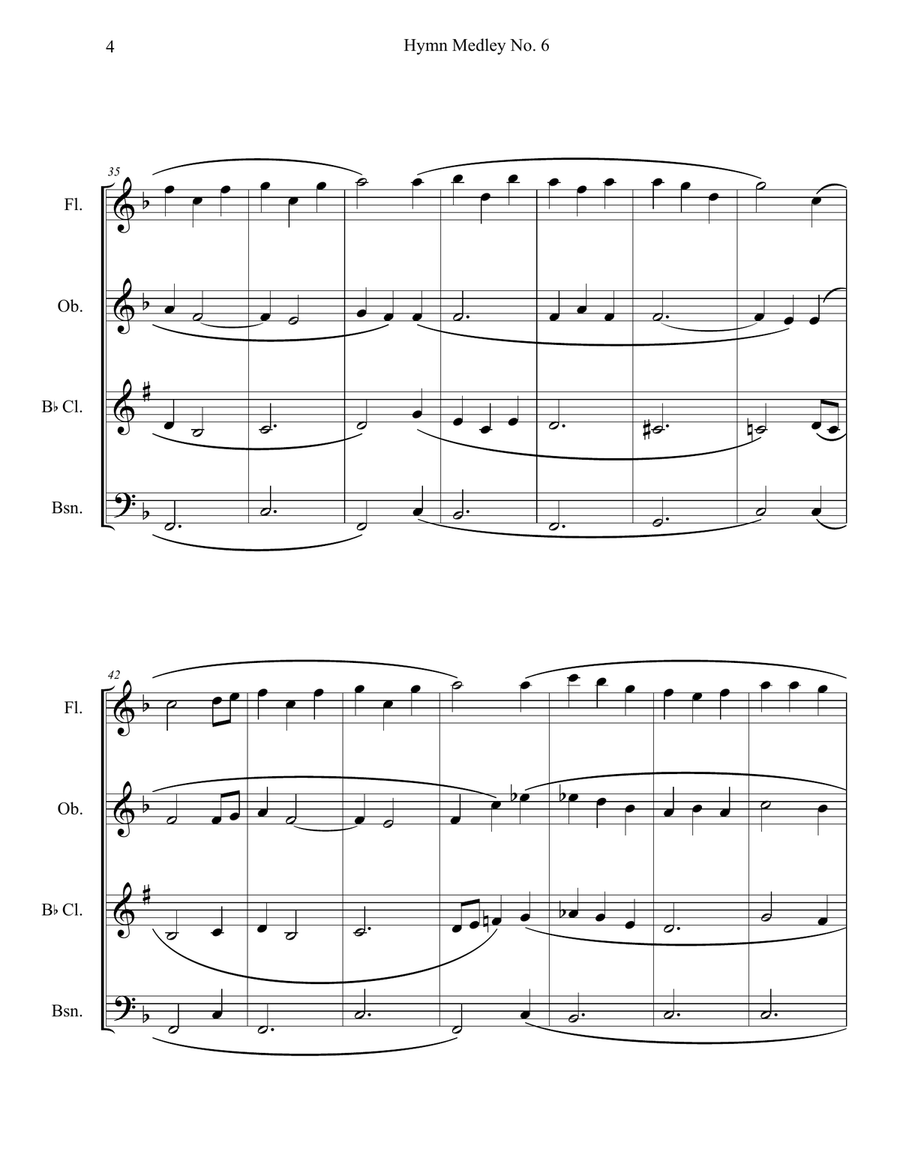 Hymn Medley No. 6 (Woodwind Quartet) Woodwind Quartet scores gallery preview page 4