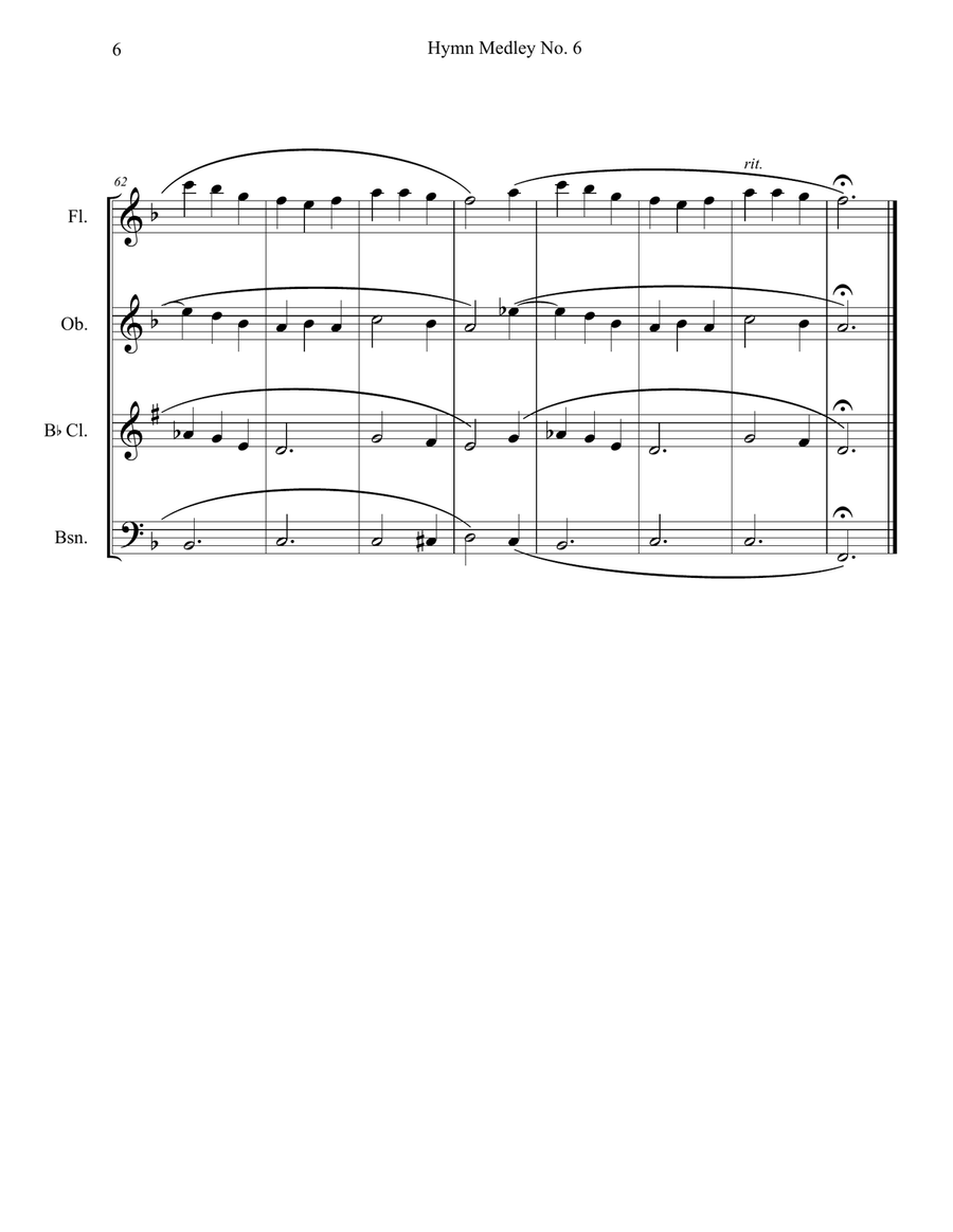 Hymn Medley No. 6 (Woodwind Quartet) Woodwind Quartet scores gallery preview page 6