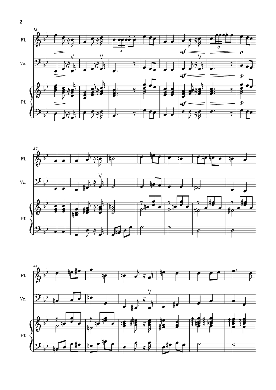 Bridal Chorus. R. Wagner - Flute, Cello and Piano. Score and Parts. Chamber Music scores gallery preview page 2