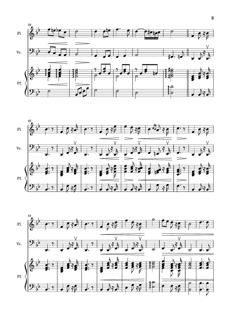Bridal Chorus. R. Wagner - Flute, Cello and Piano. Score and Parts. Chamber Music scores gallery preview page 3
