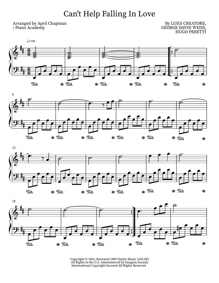 Can't Help Falling In Love Part scores gallery preview page 1