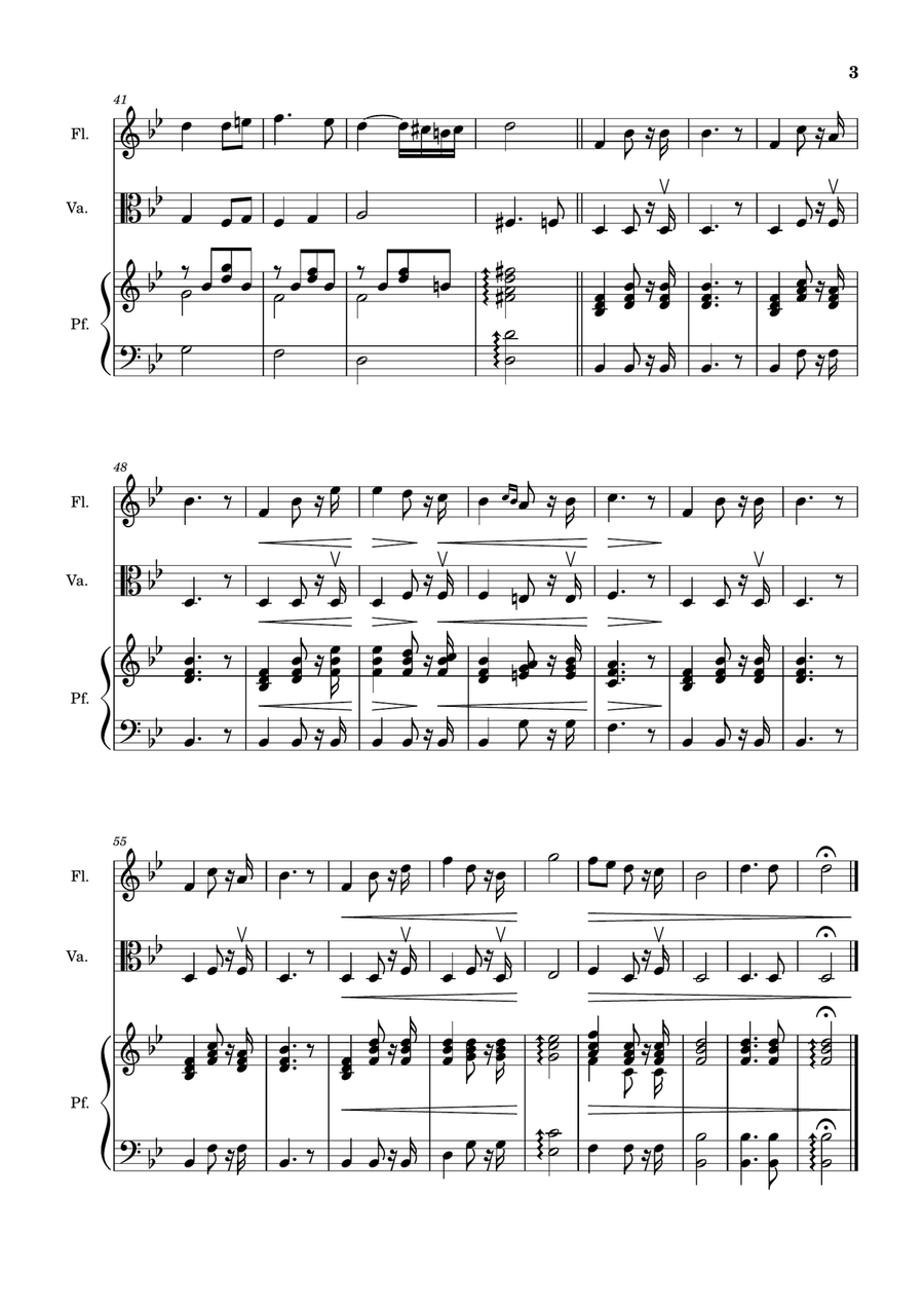Bridal Chorus. R. Wagner - Flute, Viola and Piano. Score and Parts. Chamber Music scores gallery preview page 3