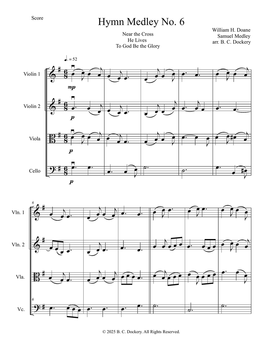 Hymn Medley No. 6 (String Quartet) String Quartet scores gallery preview page 1