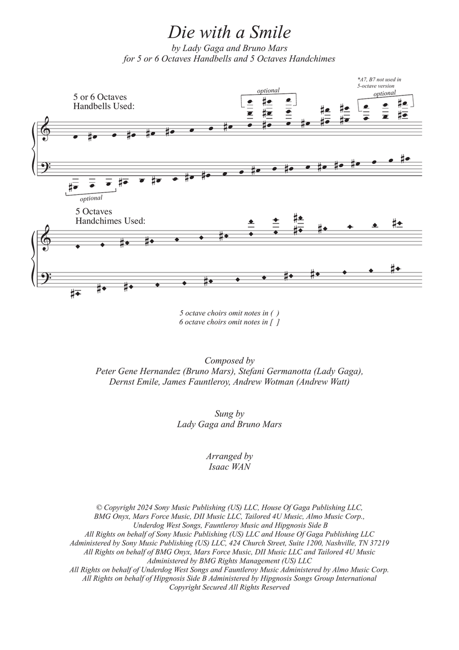Die With A Smile Die With A Smile Handbell Choir scores gallery preview page 2