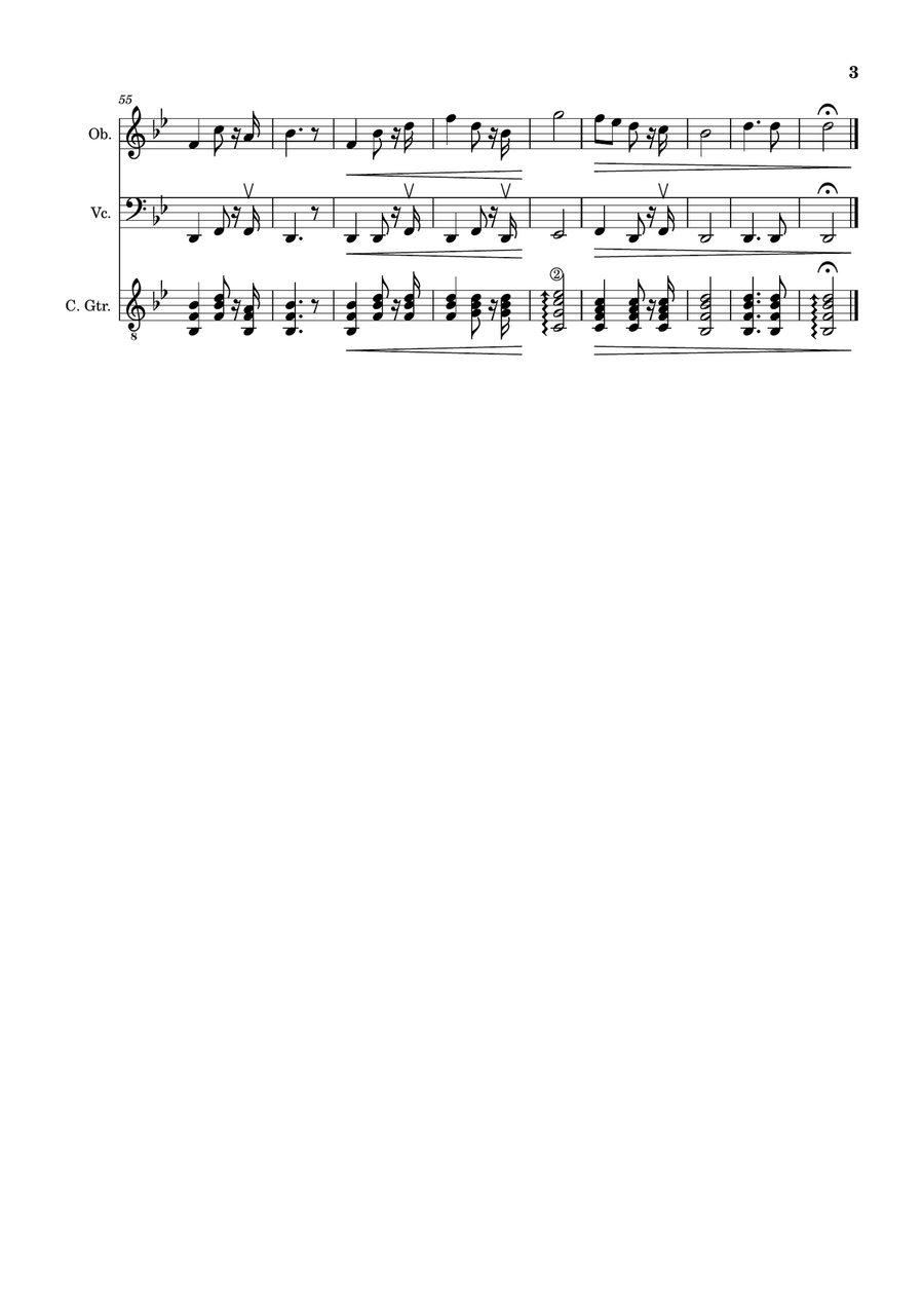 Bridal Chorus. R. Wagner - Oboe, Cello and Guitar. Score and Parts. Small Ensemble scores gallery preview page 3