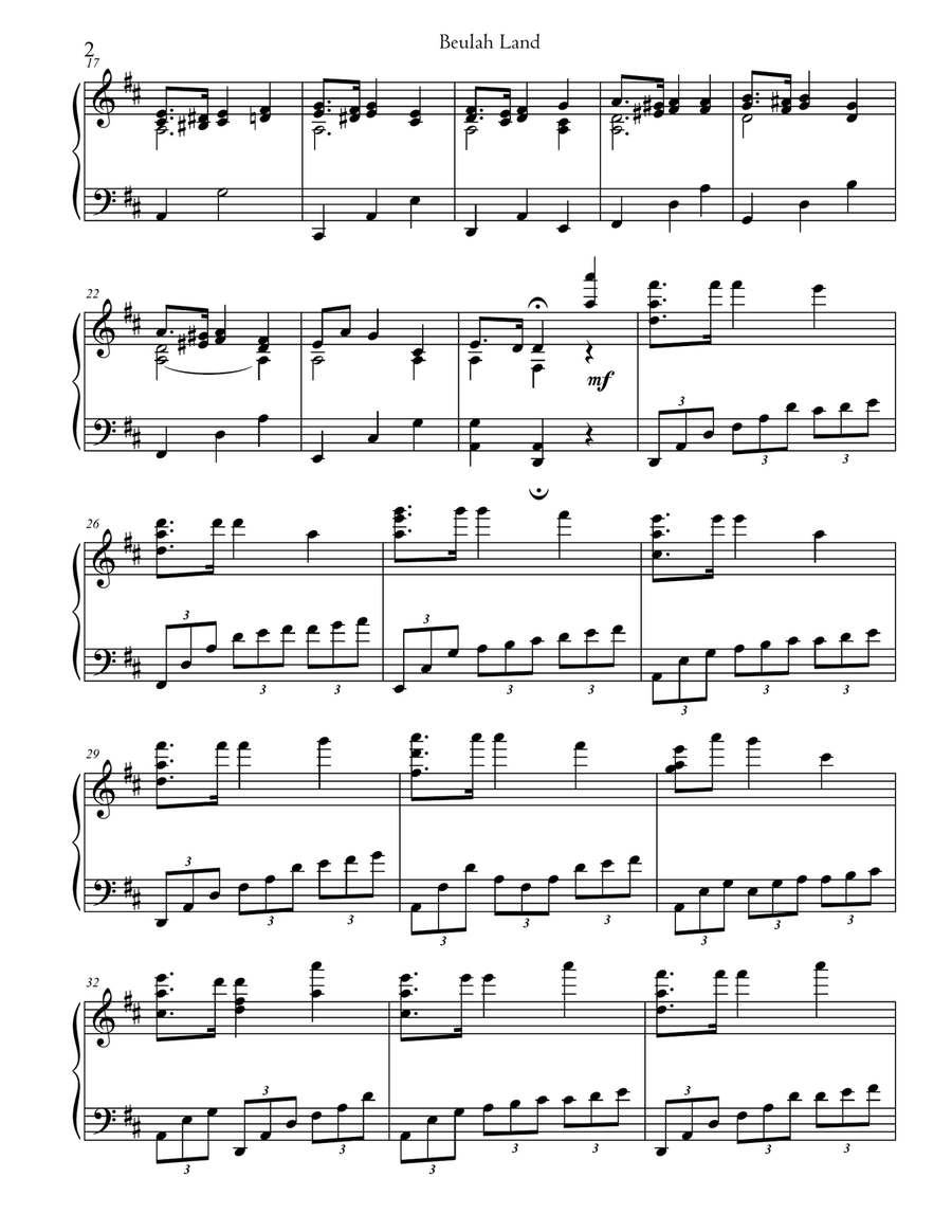 Beulah Land Piano Solo scores gallery preview page 2