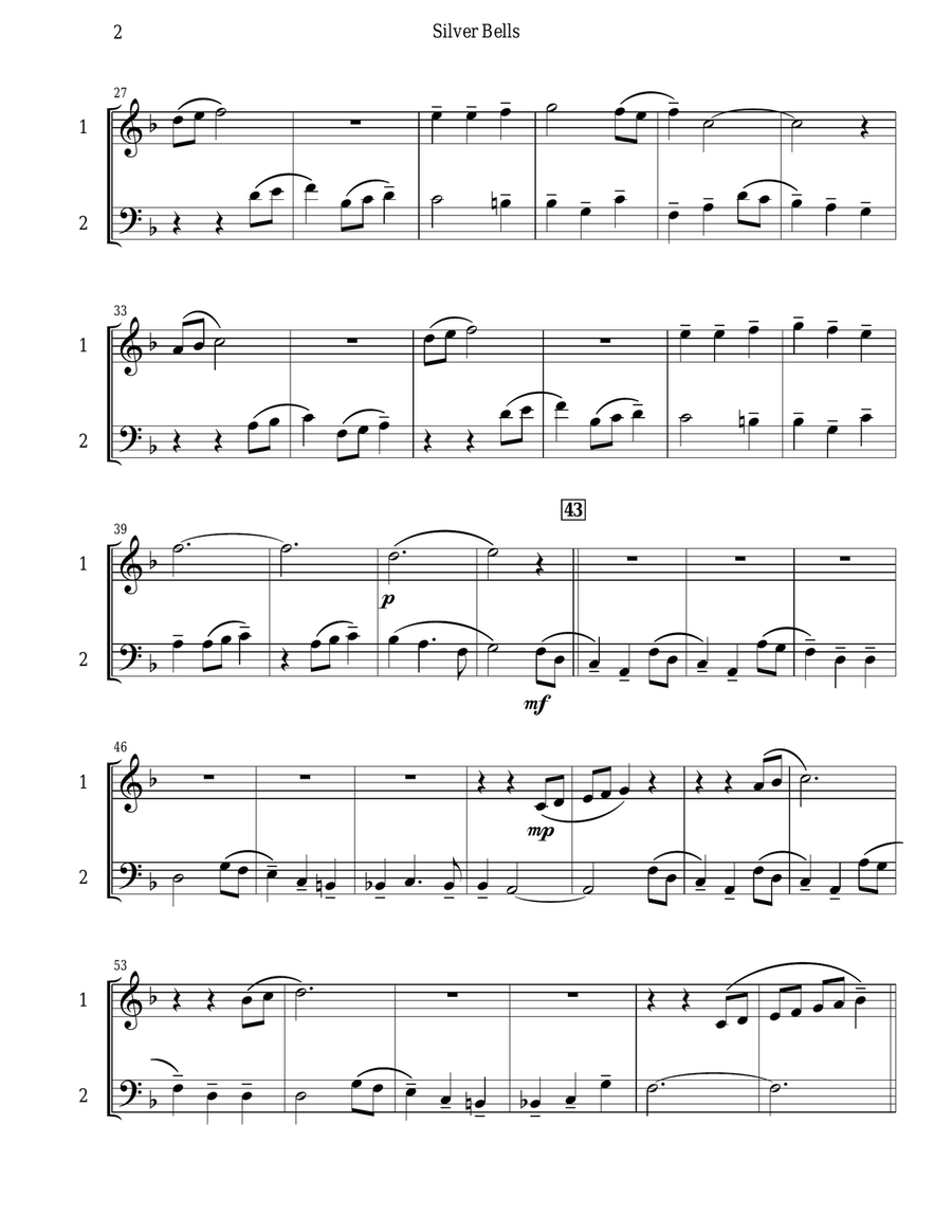 Silver Bells Silver Bells Brass Duet scores gallery preview page 3