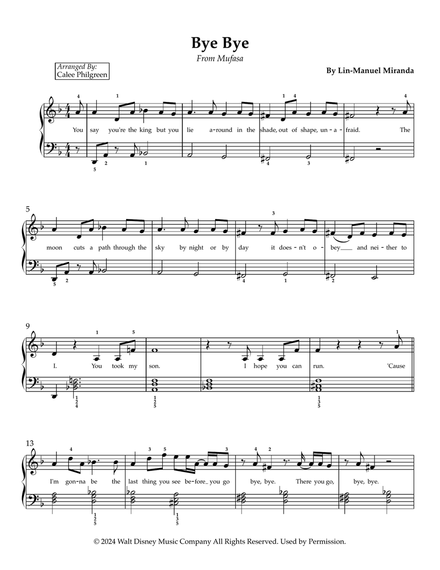 Bye Bye Bye Bye Easy Piano scores gallery preview page 1