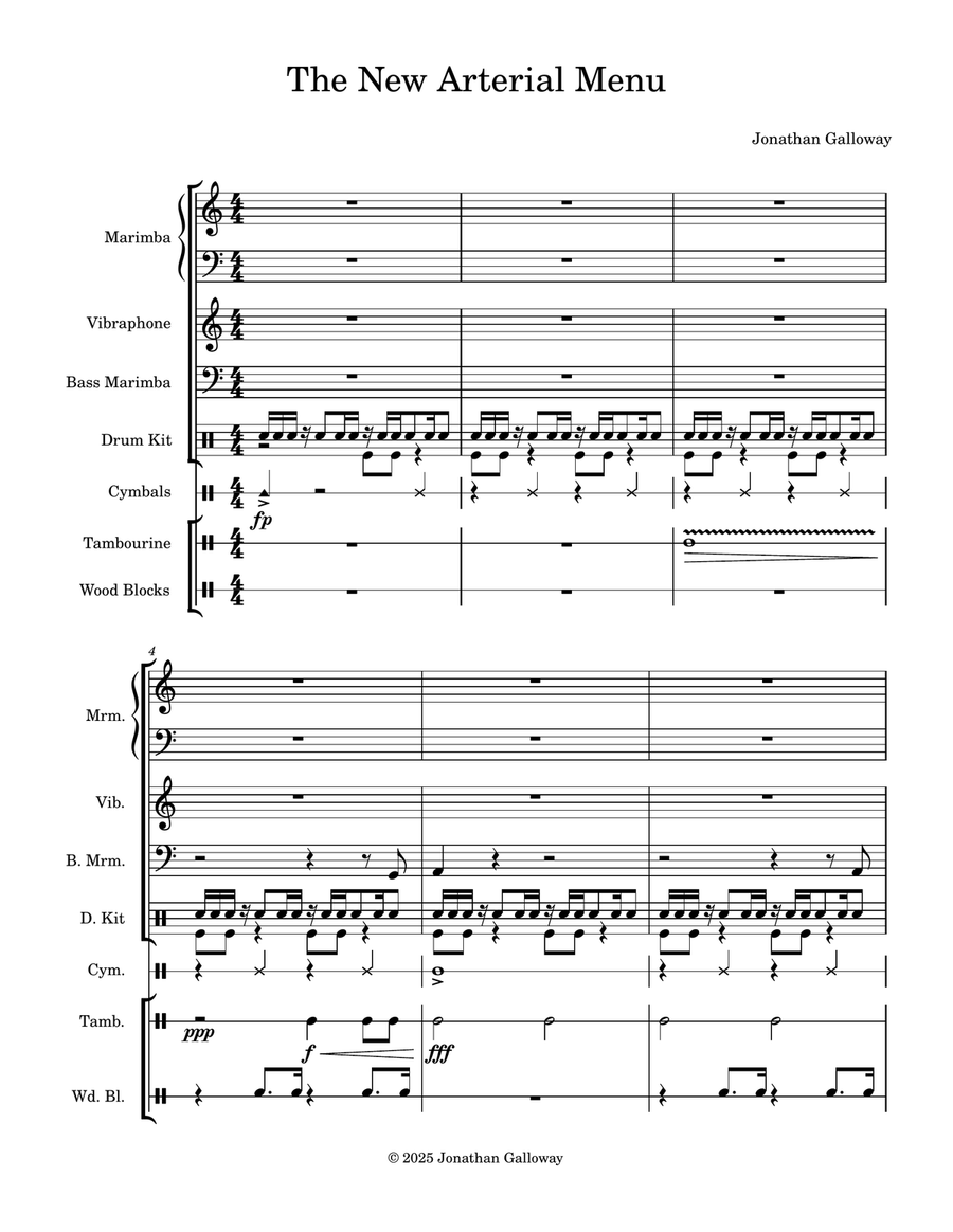 Arterial Menu Arterial Menu Percussion Ensemble scores gallery preview page 1