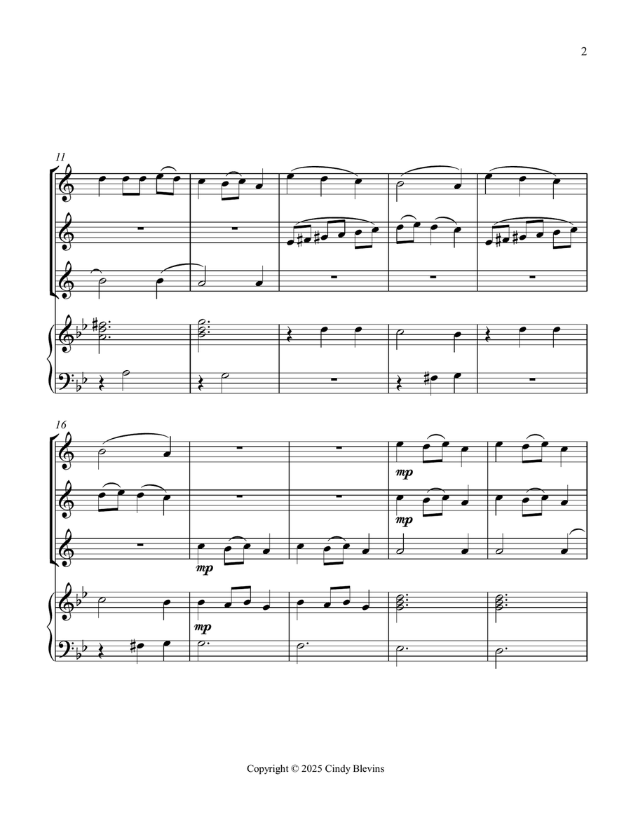 Carol Of the Bells, for Three Clarinets and Piano Small Ensemble scores gallery preview page 3