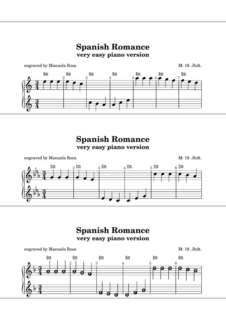 Spanish Romance (Spanische Romanze; very easy piano version, single handed) Piano Method scores gallery preview page 2