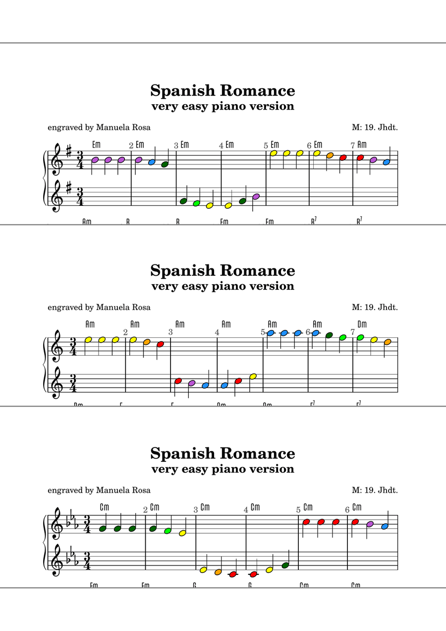 Spanish Romance (Spanische Romanze; very easy piano version, single handed) Piano Method scores gallery preview page 5
