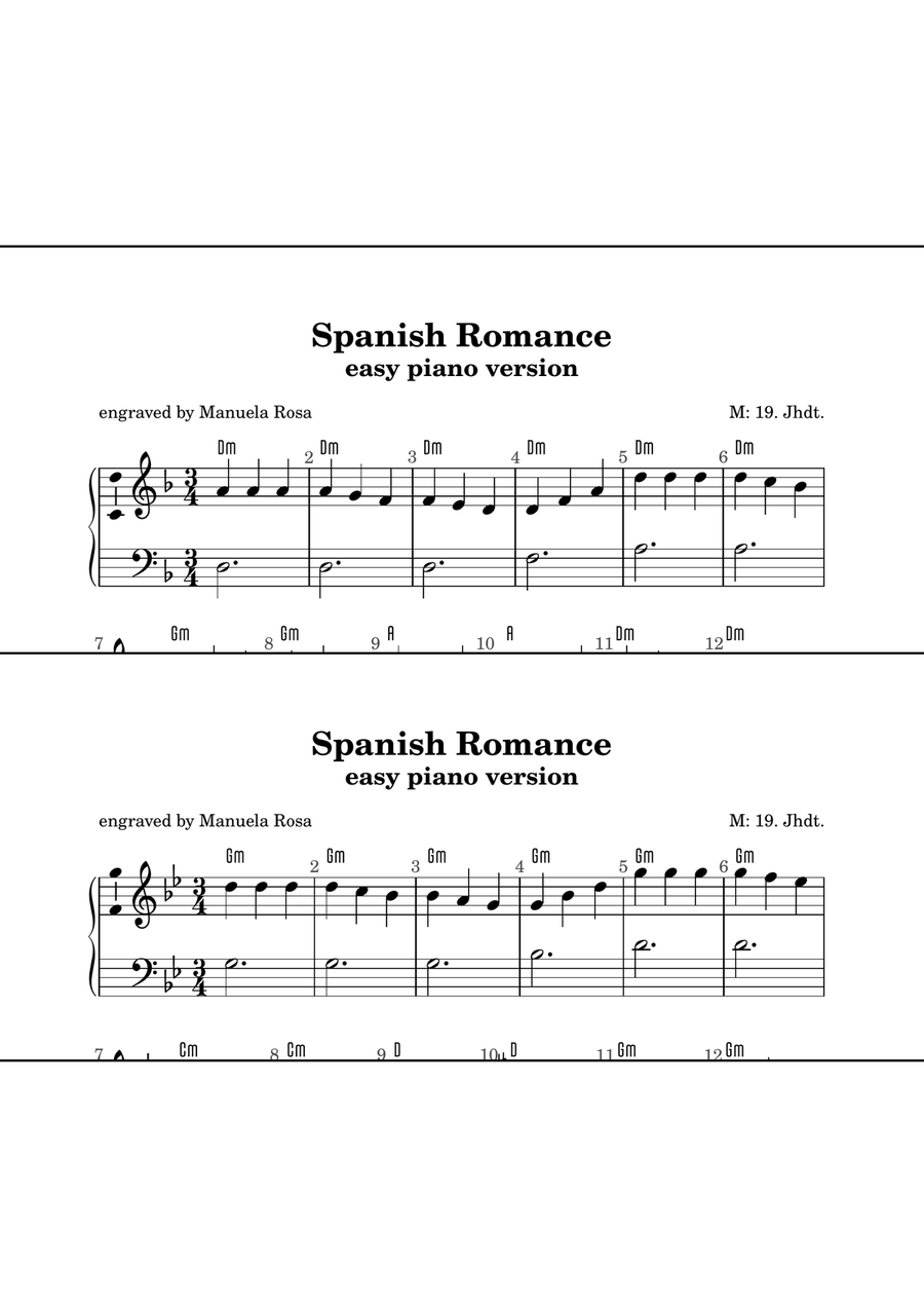 Spanish Romance (Spanische Romanze; easy piano version) Piano Method scores gallery preview page 1