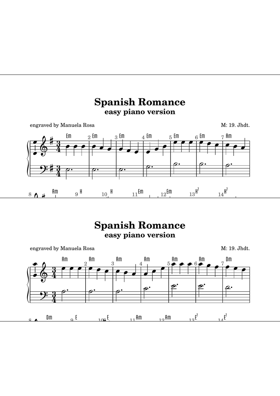 Spanish Romance (Spanische Romanze; easy piano version) Piano Method scores gallery preview page 2