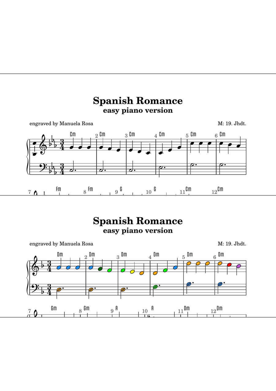 Spanish Romance (Spanische Romanze; easy piano version) Piano Method scores gallery preview page 3