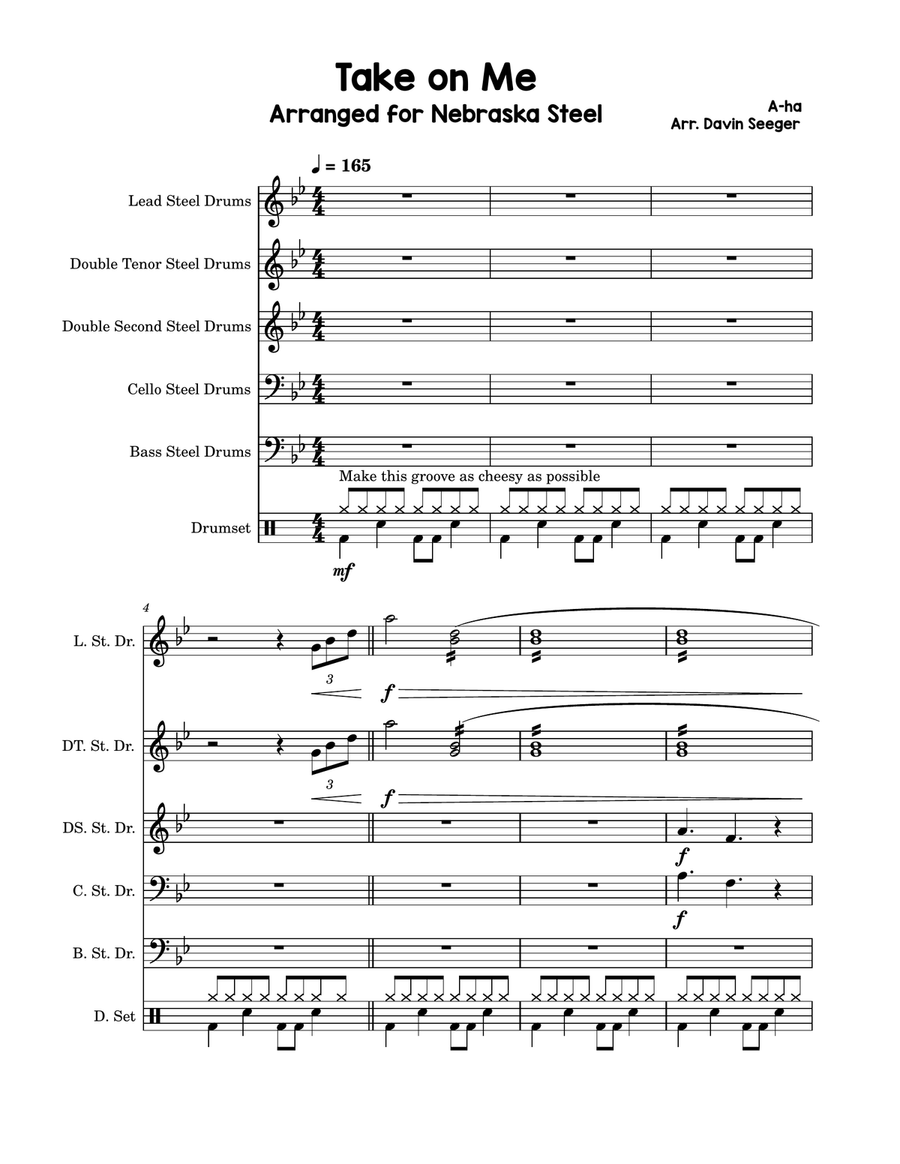 Take On Me - Score Only Take On Me - Score Only Percussion Ensemble scores gallery preview page 1