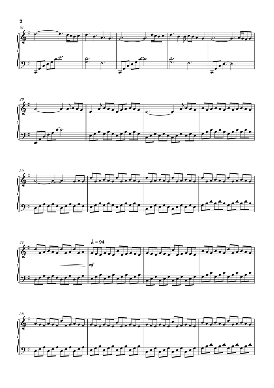 Nuvole Bianche (easy piano) Easy Piano scores gallery preview page 2