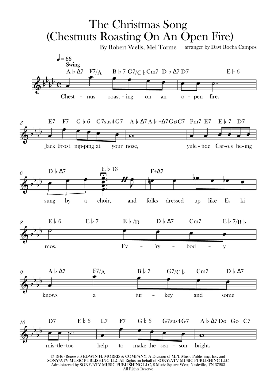 The Christmas Song (Chestnuts Roasting On An Open Fire) Piano scores gallery preview page 1