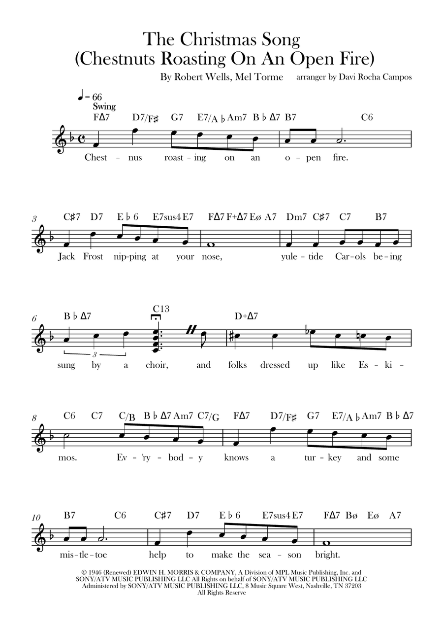 The Christmas Song (Chestnuts Roasting On An Open Fire) Piano scores gallery preview page 1