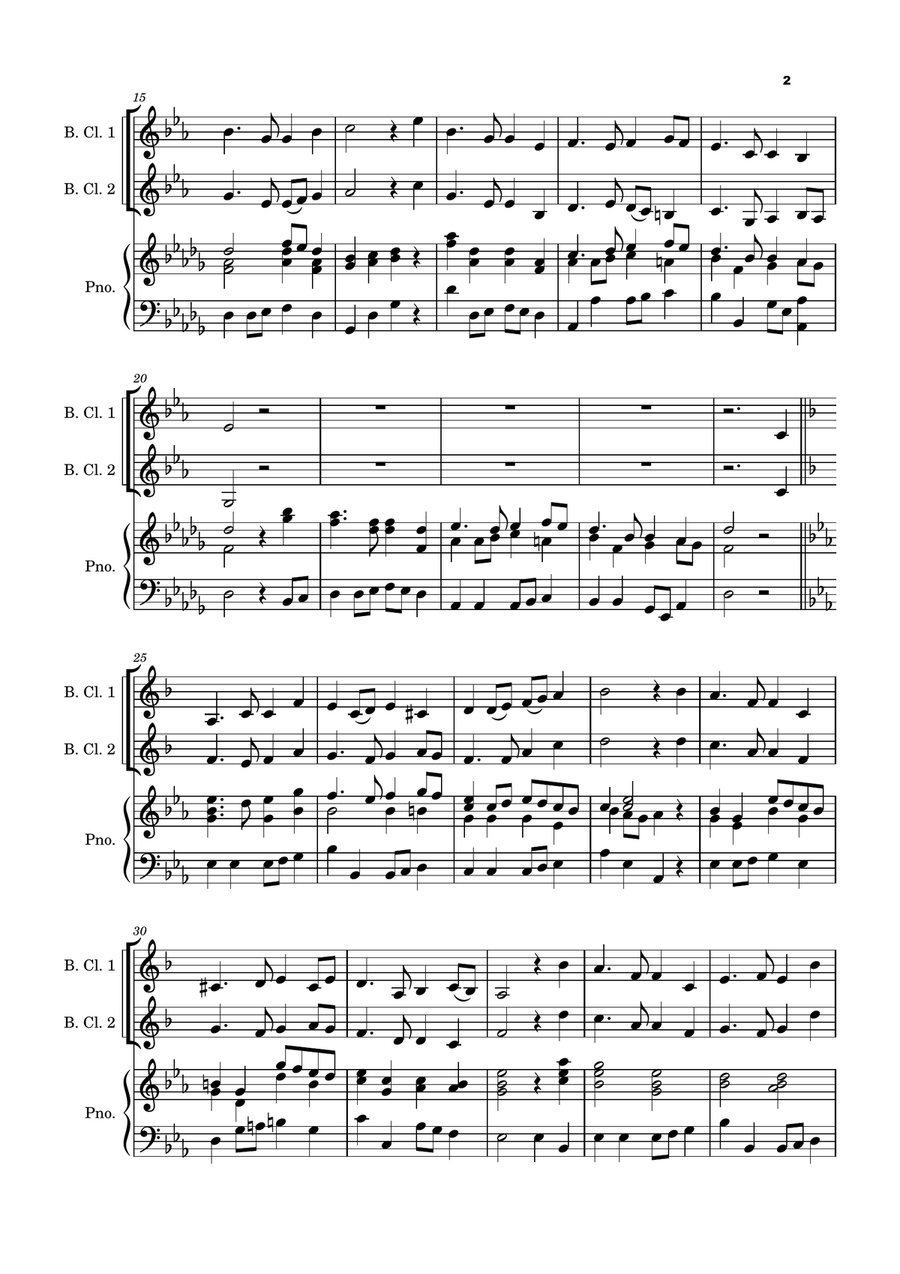 Five Christmas Songs for two Bass Clarinets - volume 3 Woodwind Duet scores gallery preview page 3