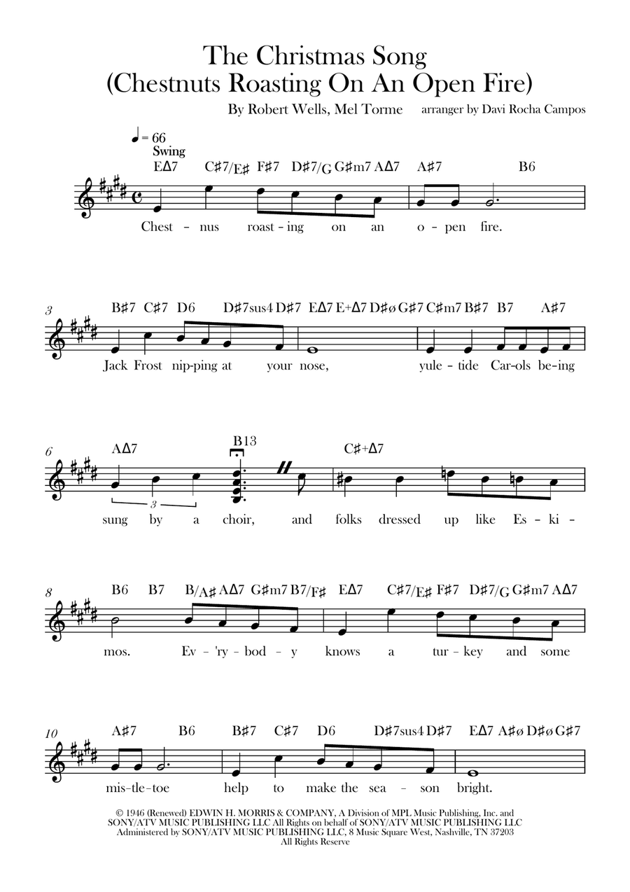 The Christmas Song (Chestnuts Roasting On An Open Fire) Piano scores gallery preview page 1