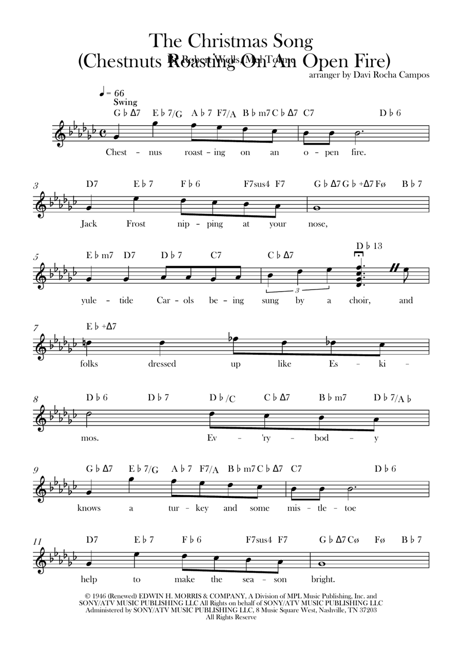 The Christmas Song (Chestnuts Roasting On An Open Fire) Piano scores gallery preview page 1