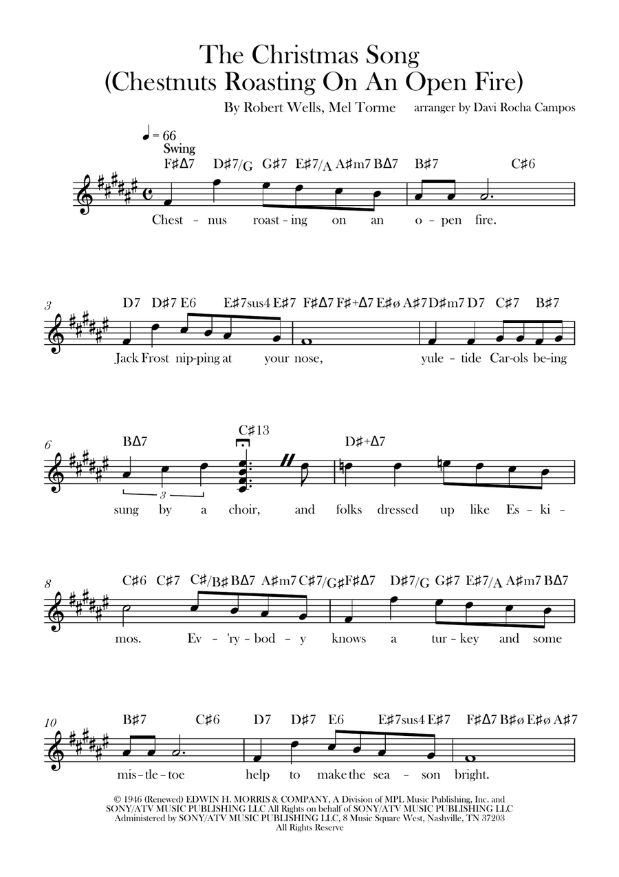 The Christmas Song (Chestnuts Roasting On An Open Fire) Piano scores gallery preview page 1