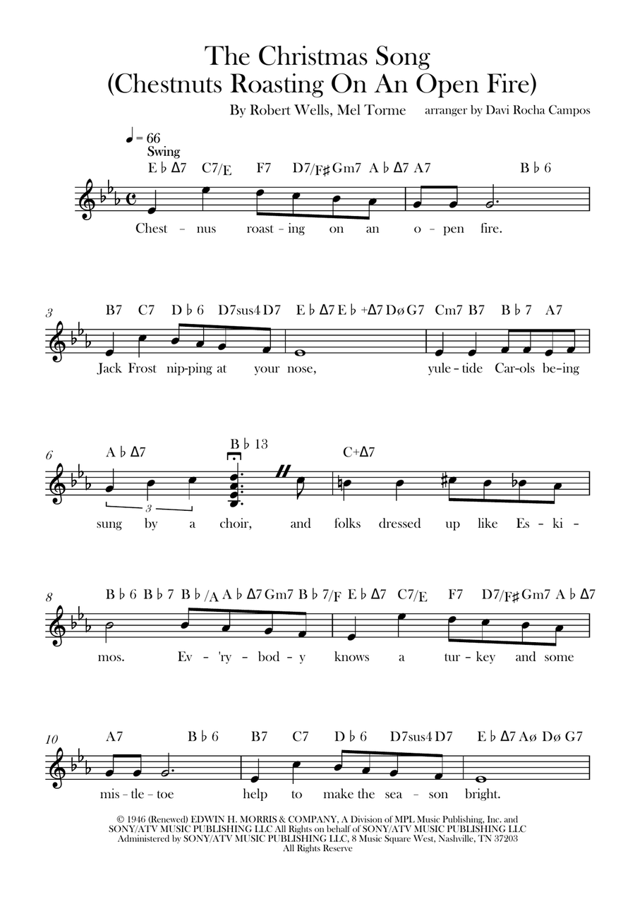The Christmas Song (Chestnuts Roasting On An Open Fire) Piano scores gallery preview page 1