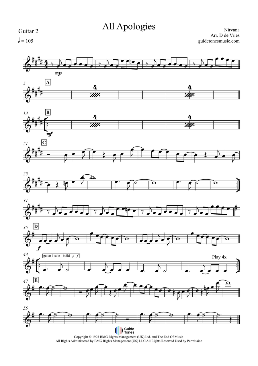 All Apologies All Apologies Guitar Ensemble scores gallery preview page 5