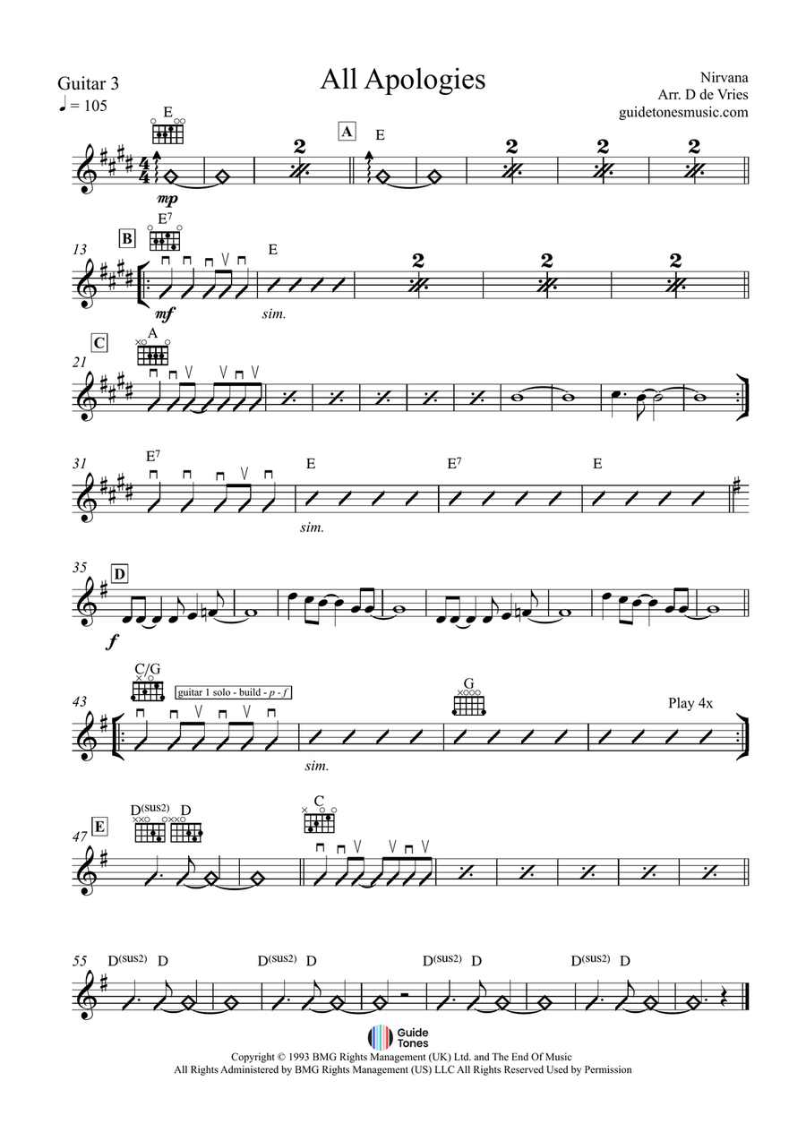 All Apologies All Apologies Guitar Ensemble scores gallery preview page 6