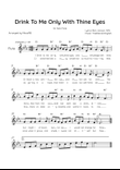 Drink To Me Only With Thine Eyes - Solo Flute in Eb Major With Lyrics & Chords