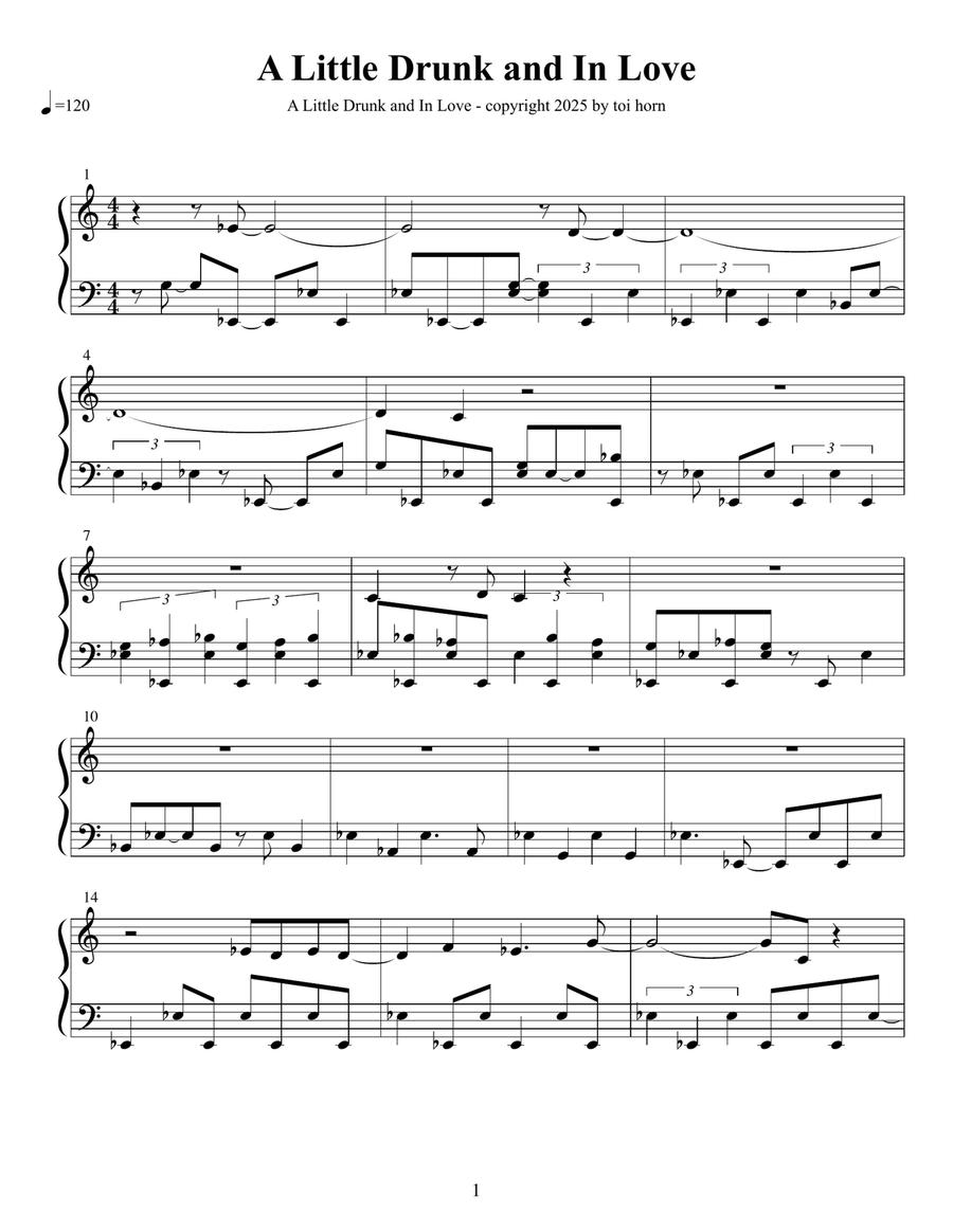 A Little Drunk and In Love Piano Solo scores gallery preview page 1