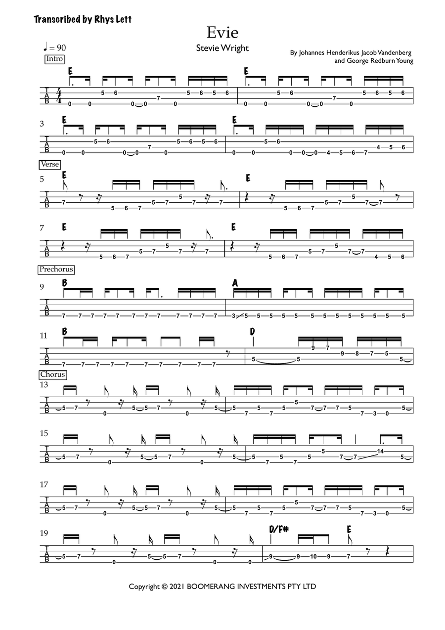 Evie - Part I (Let Your Hair Hang Down) Acoustic Guitar scores gallery preview page 1
