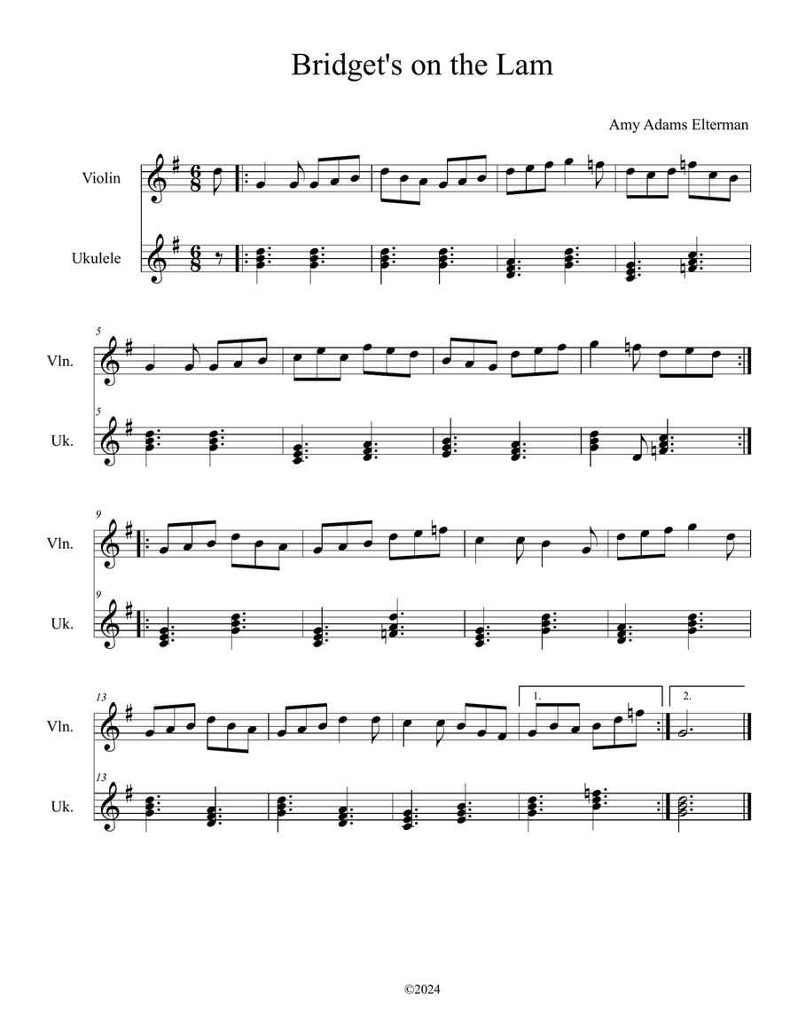Bridget's on the Lam Bridget's on the Lam String Duet scores gallery preview page 1