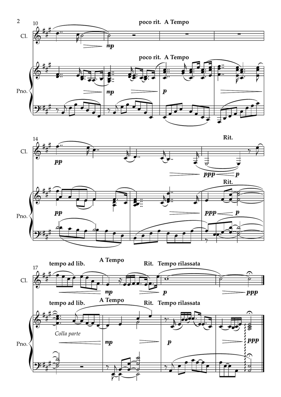 Reflections for Clarinet and Piano Op 72 - Five Movements (B flat & A Parts included) B-Flat Clarinet scores gallery preview page 4