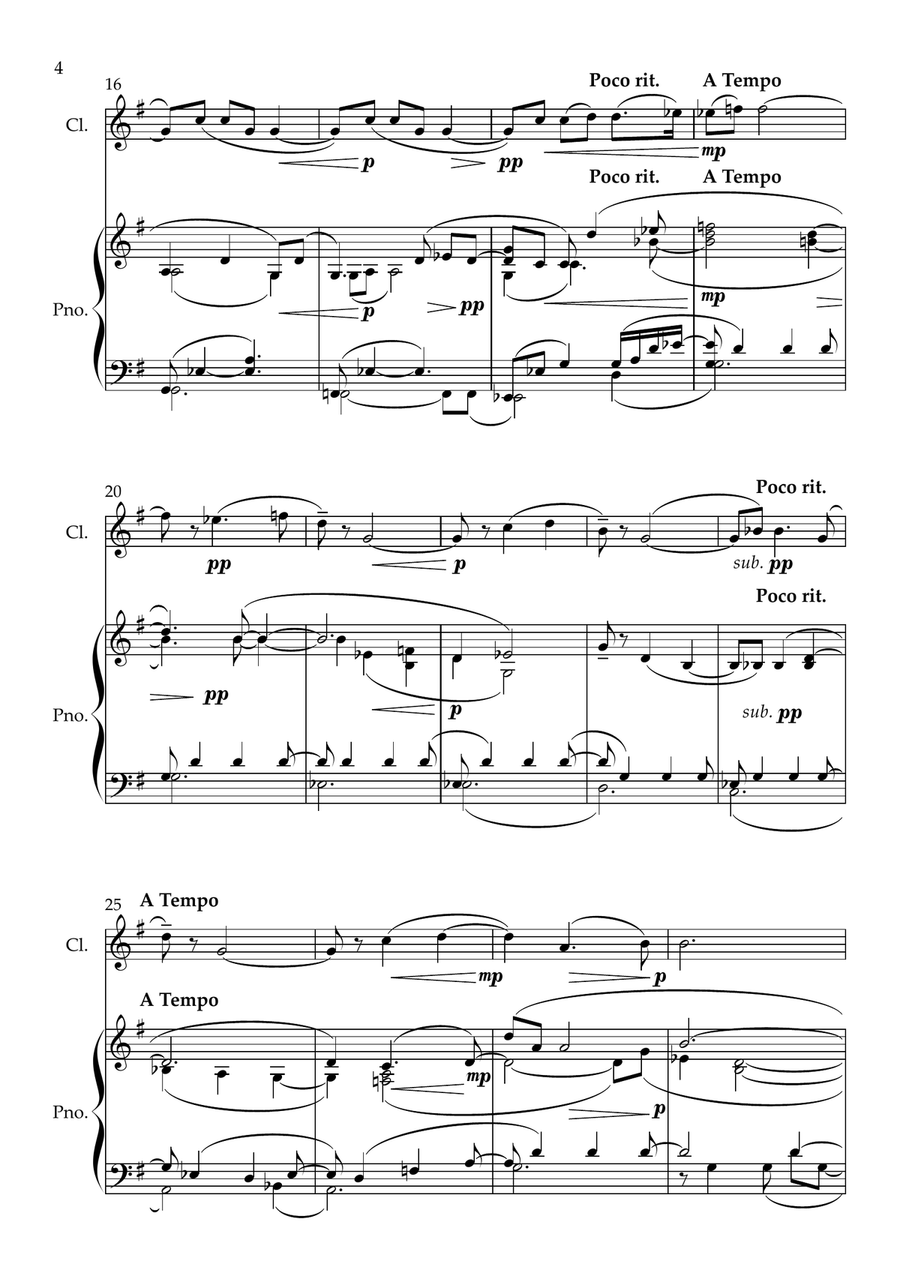 Reflections for Clarinet and Piano Op 72 - Five Movements (B flat & A Parts included) B-Flat Clarinet scores gallery preview page 6