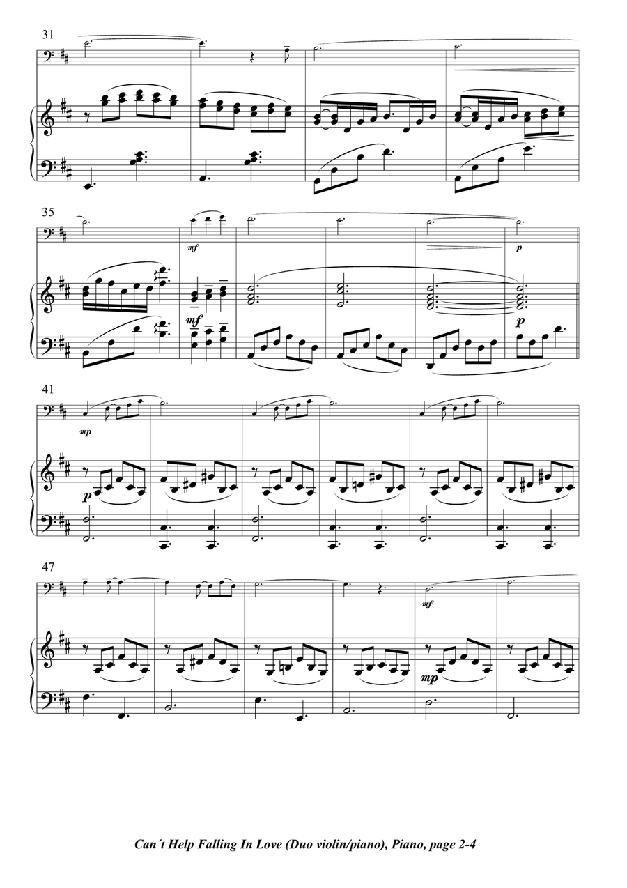 Can't Help Falling In Love Piano scores gallery preview page 2