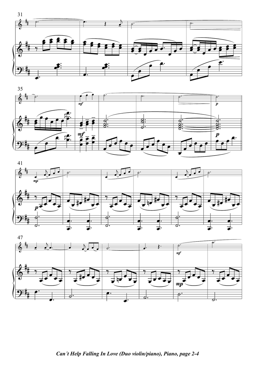 Can't Help Falling In Love Violin Solo scores gallery preview page 2