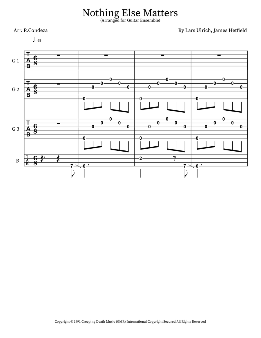 Nothing Else Matters Nothing Else Matters Guitar Ensemble scores gallery preview page 1