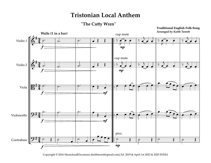 Tristonian Local Anthem for String Orchestra String Orchestra scores gallery preview page 2