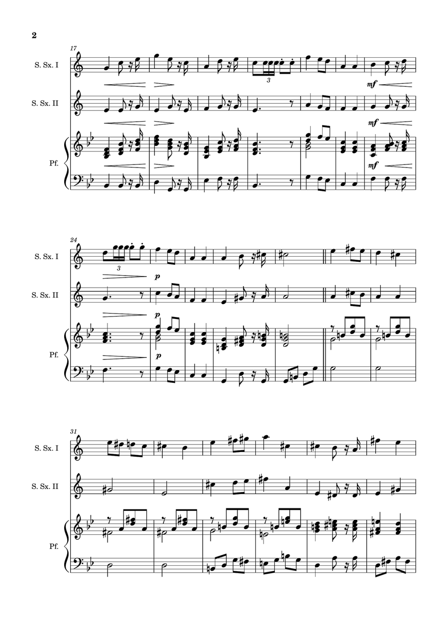 Bridal Chorus. R. Wagner - S. Sax. Duet and Piano. Score and Parts. Woodwind Duet scores gallery preview page 2