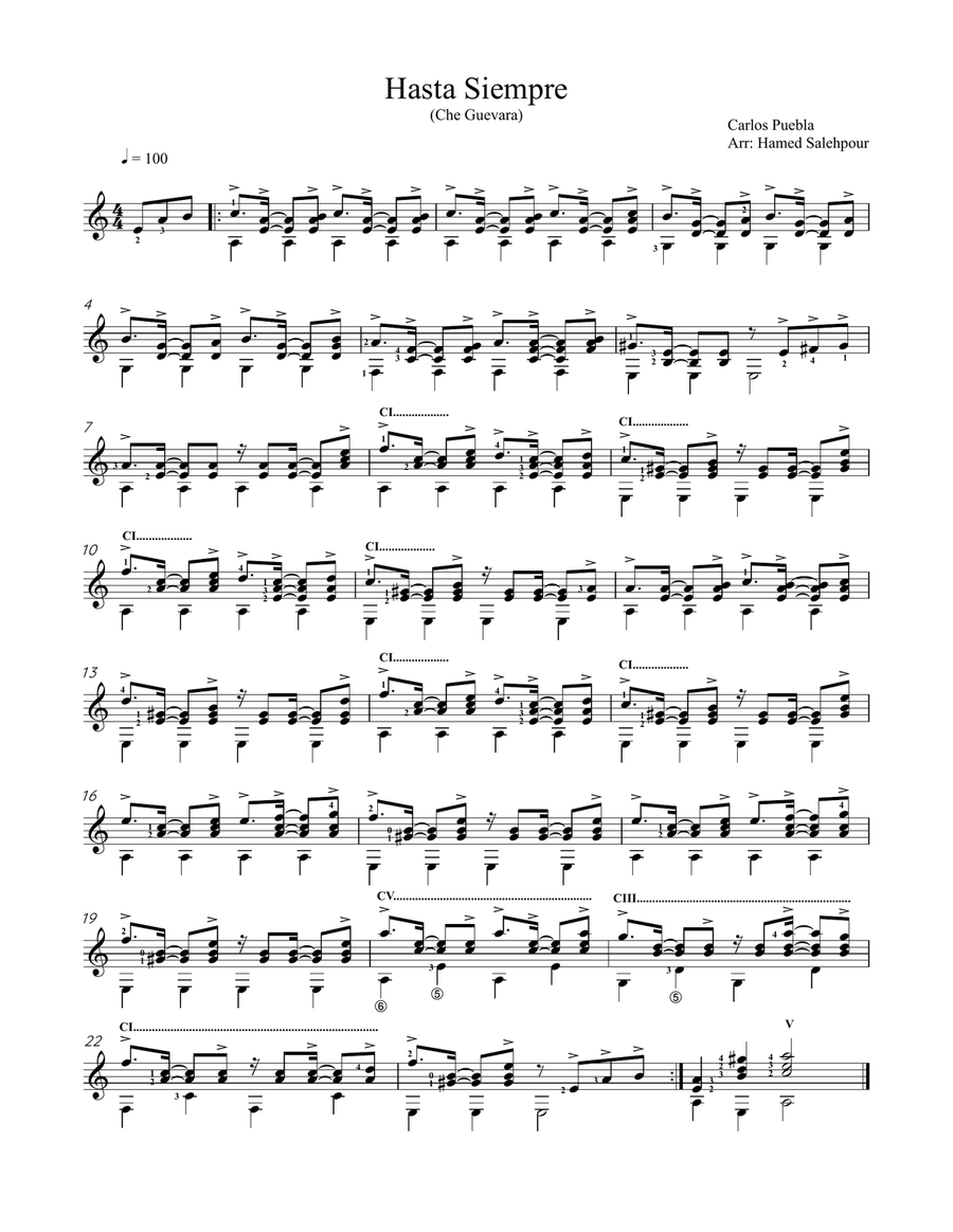 Hasta Siempre (Che Guevara) Piano, Vocal scores gallery preview page 1