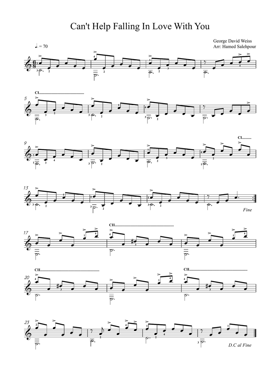 Can't Help Falling In Love With You Piano, Vocal scores gallery preview page 1