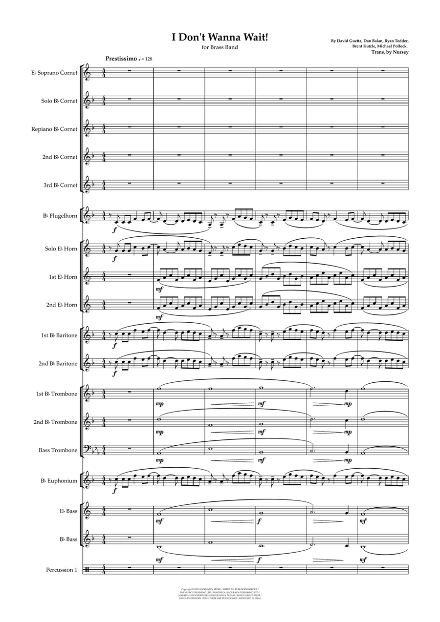 I Don't Wanna Wait Brass Band scores gallery preview page 2