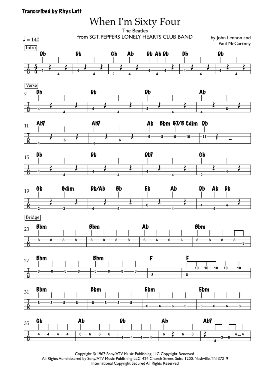 When I'm Sixty-Four When I'm Sixty-Four Acoustic Guitar scores gallery preview page 1