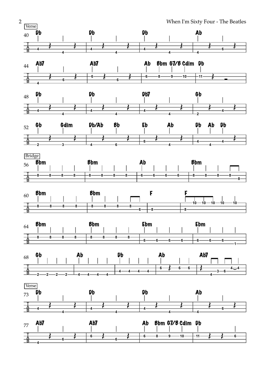 When I'm Sixty-Four When I'm Sixty-Four Acoustic Guitar scores gallery preview page 2