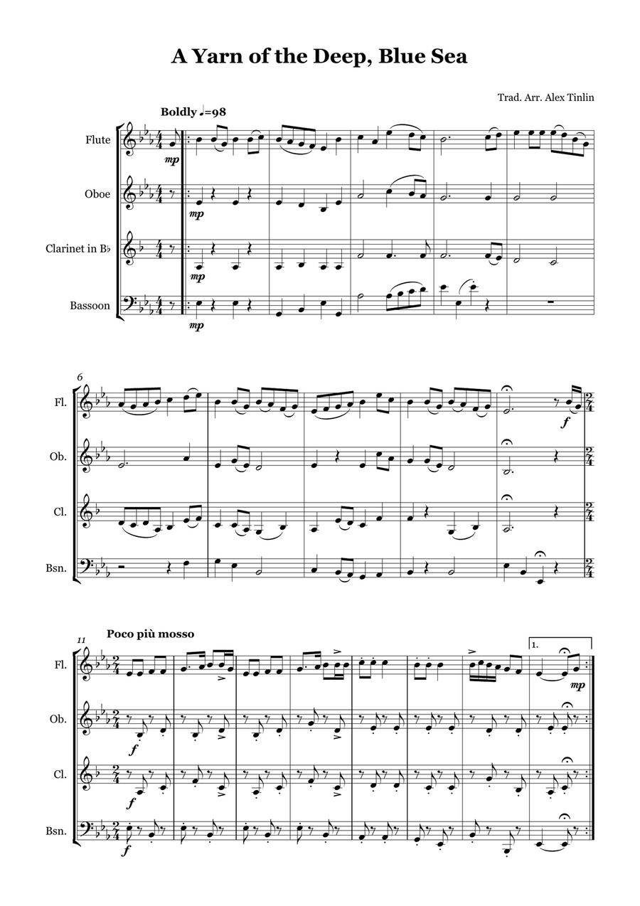 A Yarn of the Deep, Blue Sea Woodwind Quartet scores gallery preview page 2